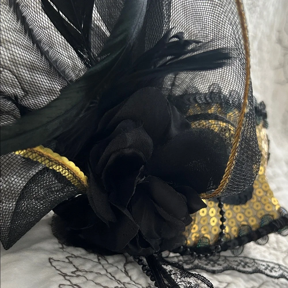 Chic Black and Gold Sequin Masquerade Mask